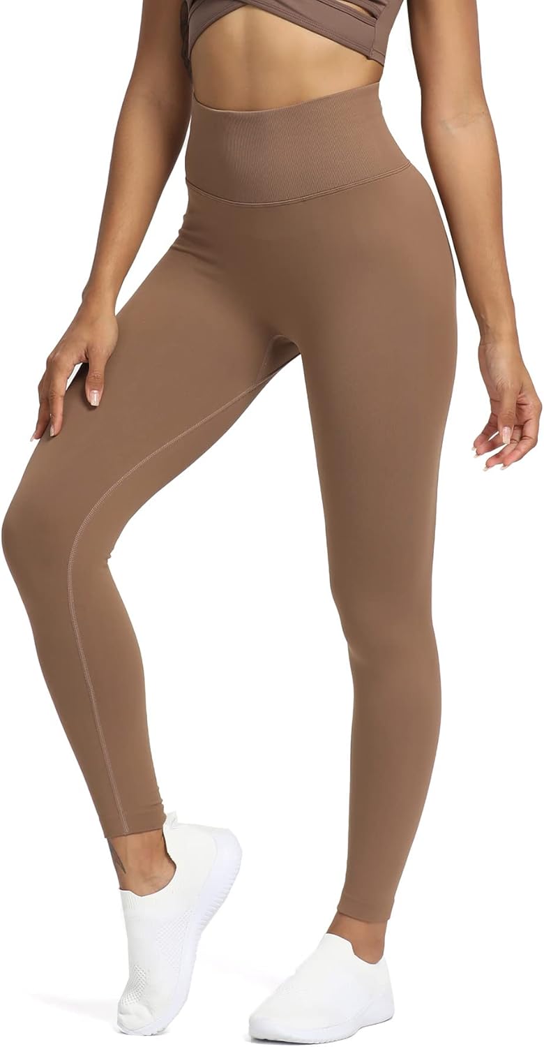 Aoxjox Womens Scrunch Butt Lifting Seamless Leggings Booty High Waisted Workout Yoga PantsA Coffee