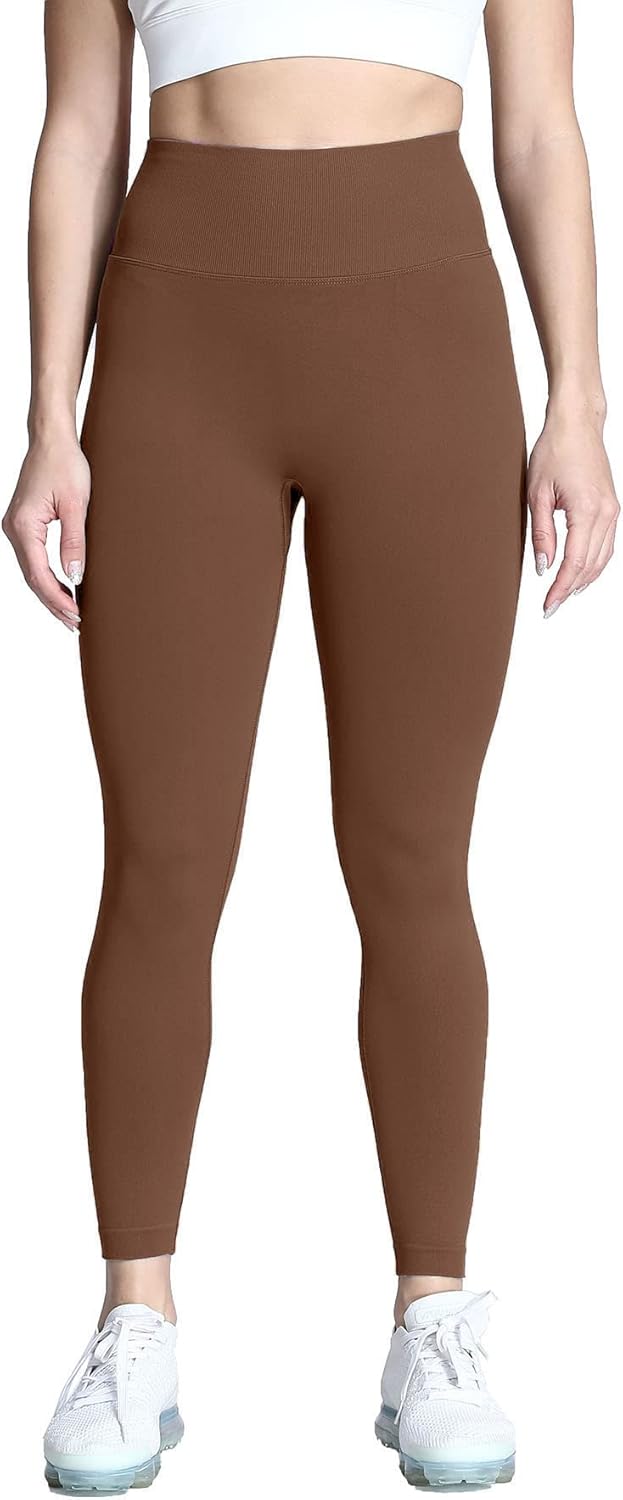 Aoxjox Womens Scrunch Butt Lifting Seamless Leggings Booty High Waisted Workout Yoga PantsA Dandelion Brown