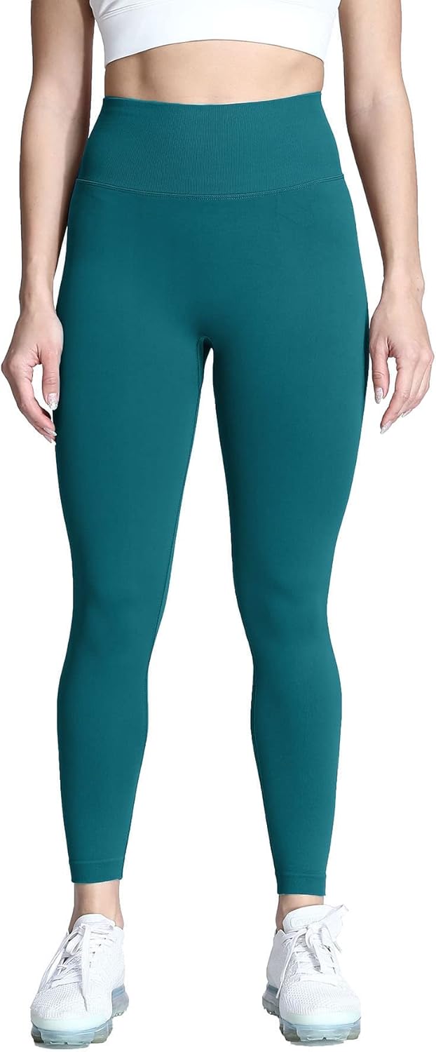 Aoxjox Womens Scrunch Butt Lifting Seamless Leggings Booty High Waisted Workout Yoga PantsA Forest Green Thin Scrunch