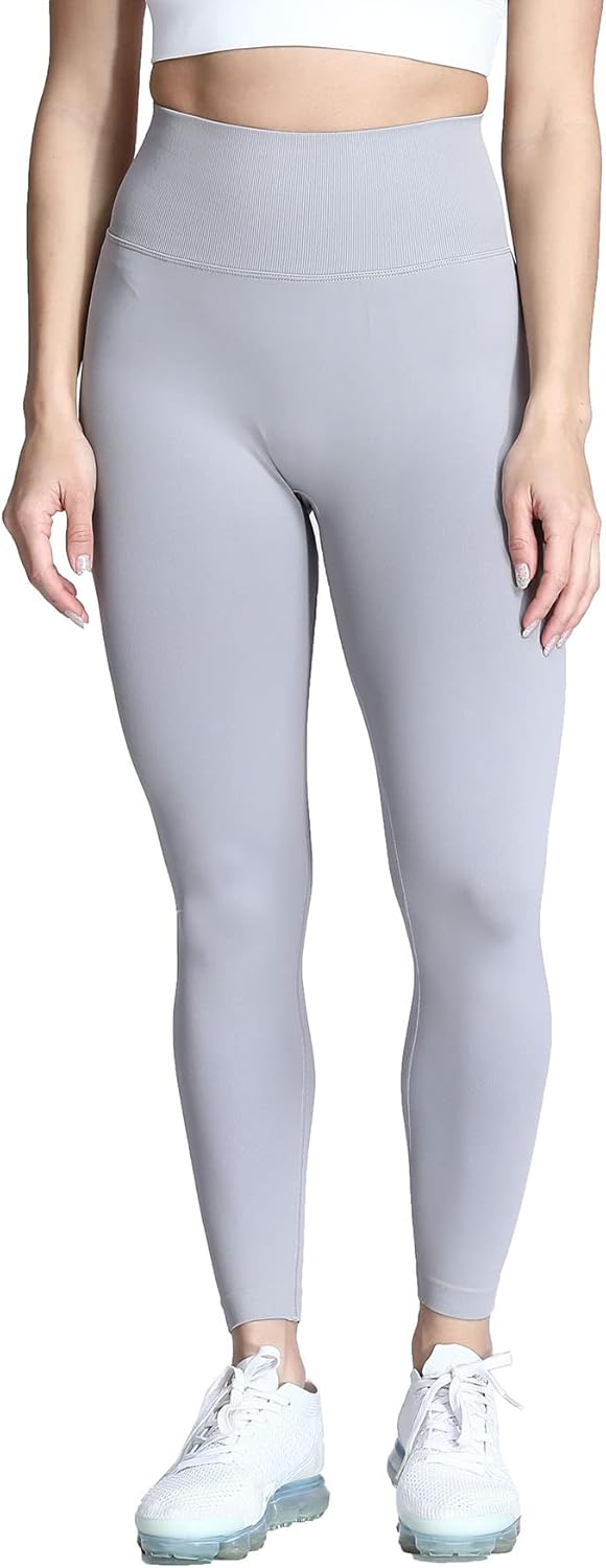 Aoxjox Womens Scrunch Butt Lifting Seamless Leggings Booty High Waisted Workout Yoga PantsA Light Grey