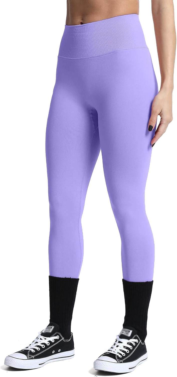 Aoxjox Womens Scrunch Butt Lifting Seamless Leggings Booty High Waisted Workout Yoga PantsA Light Purple