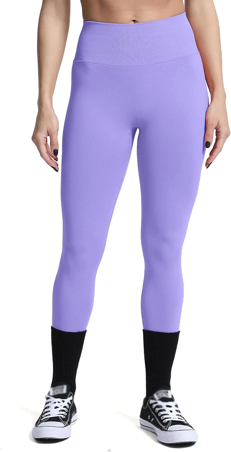 Aoxjox Womens Scrunch Butt Lifting Seamless Leggings Booty High Waisted Workout Yoga PantsA Light Purple