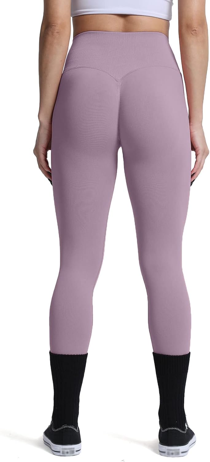 Aoxjox Womens Scrunch Butt Lifting Seamless Leggings Booty High Waisted Workout Yoga PantsA Mauve Purple