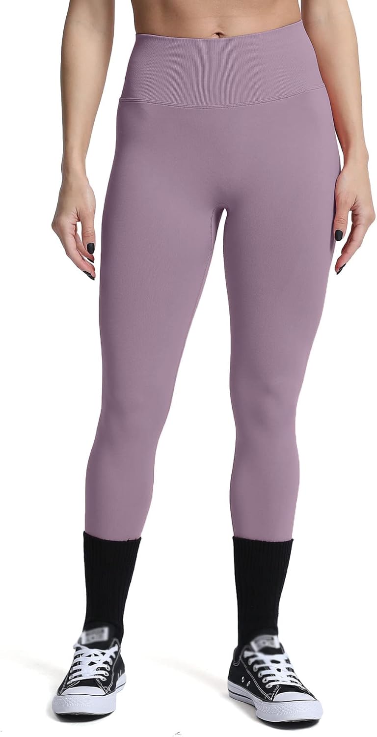 Aoxjox Womens Scrunch Butt Lifting Seamless Leggings Booty High Waisted Workout Yoga PantsA Mauve Purple