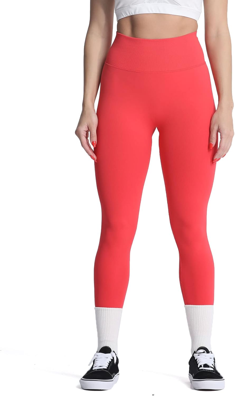Aoxjox Womens Scrunch Butt Lifting Seamless Leggings Booty High Waisted Workout Yoga PantsA Peach Pink