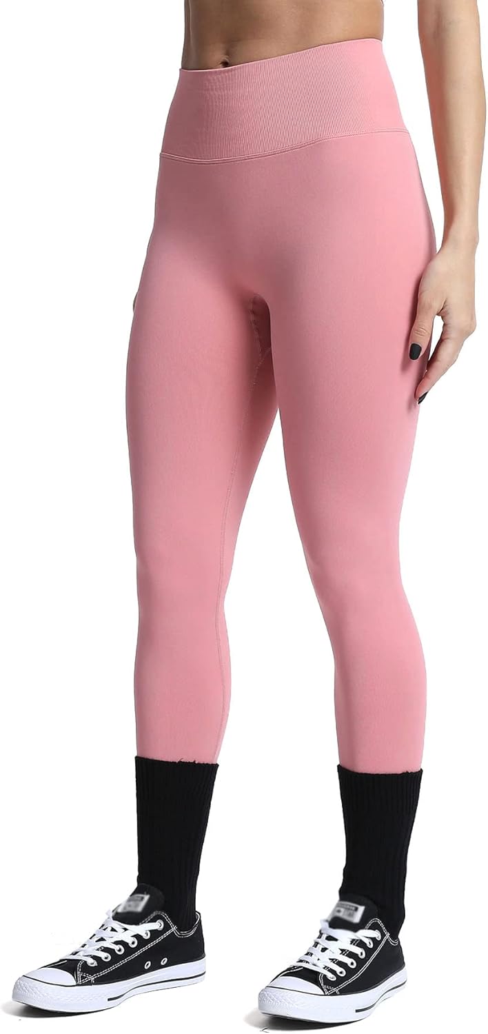 Aoxjox Womens Scrunch Butt Lifting Seamless Leggings Booty High Waisted Workout Yoga PantsA Pink