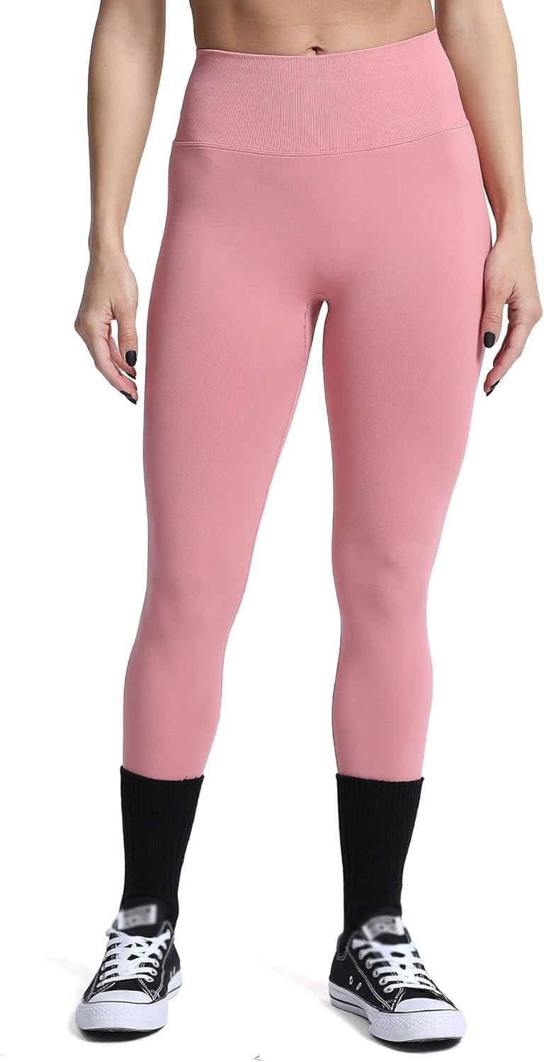 Aoxjox Womens Scrunch Butt Lifting Seamless Leggings Booty High Waisted Workout Yoga PantsA Pink