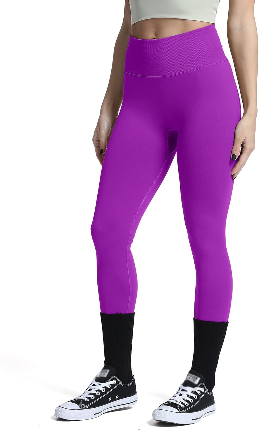 Aoxjox Womens Scrunch Butt Lifting Seamless Leggings Booty High Waisted Workout Yoga PantsA Purple