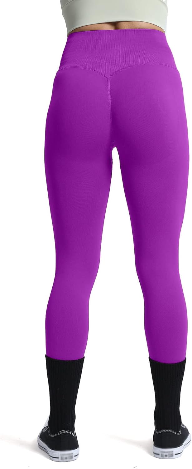 Aoxjox Womens Scrunch Butt Lifting Seamless Leggings Booty High Waisted Workout Yoga PantsA Purple