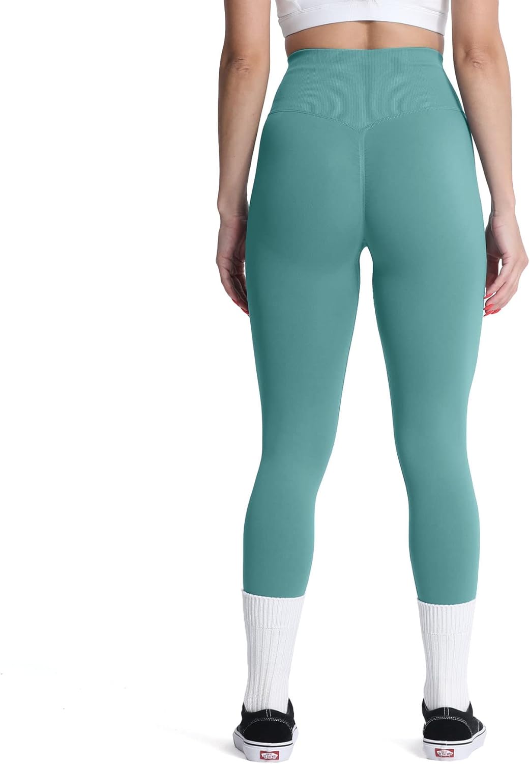 Aoxjox Womens Scrunch Butt Lifting Seamless Leggings Booty High Waisted Workout Yoga PantsA Sage Green