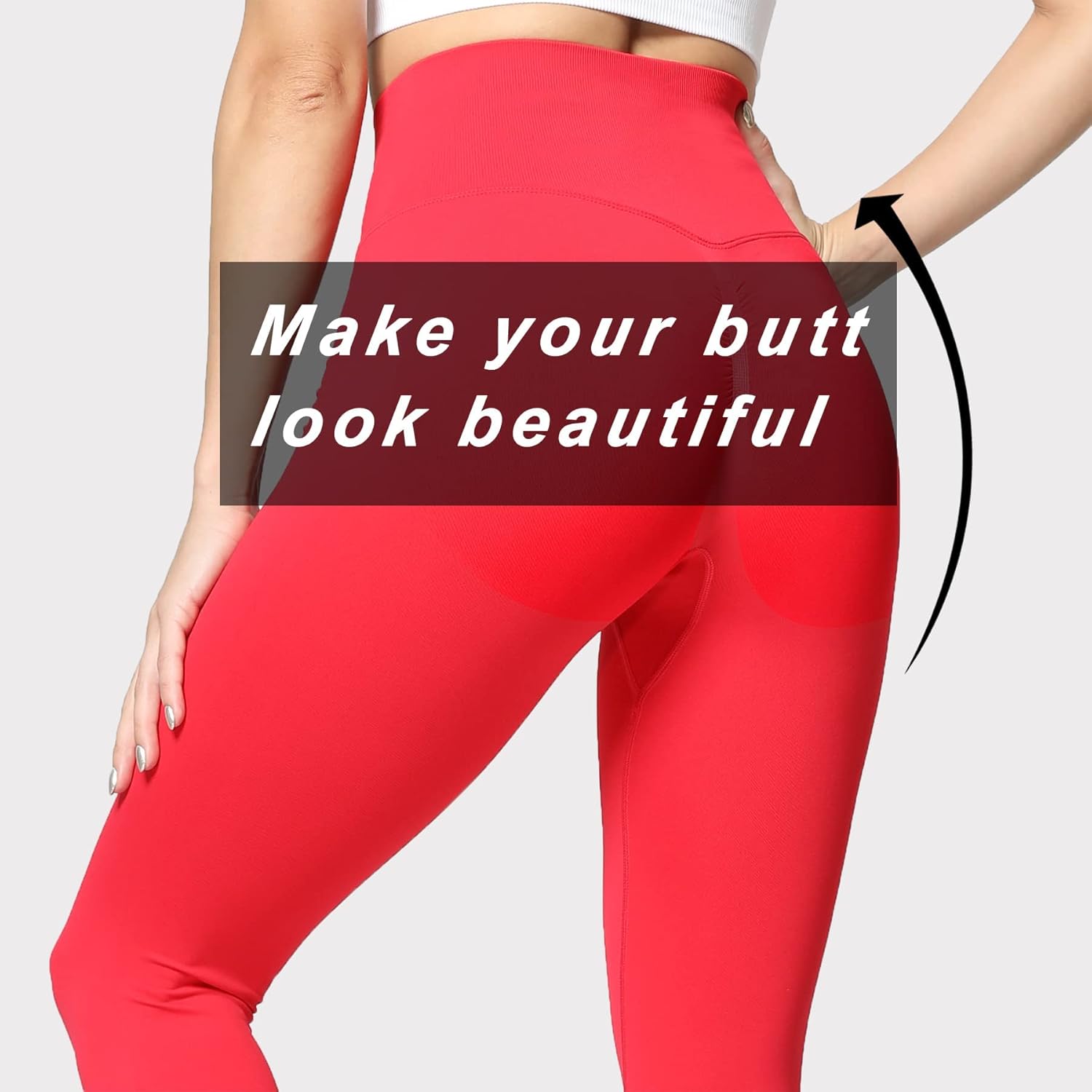 Aoxjox Womens Scrunch Butt Lifting Seamless Leggings Booty High Waisted Workout Yoga PantsRed