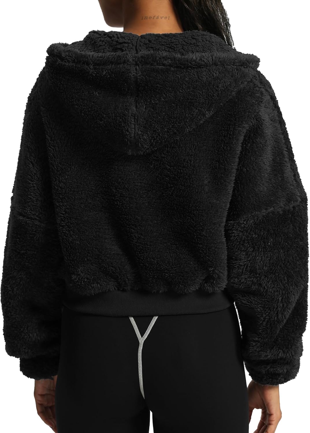 Aoxjox Womens Winter Hoodies Zipper Oversized Fuzzy Teddy Fleece Sweater SweatshirtBlack