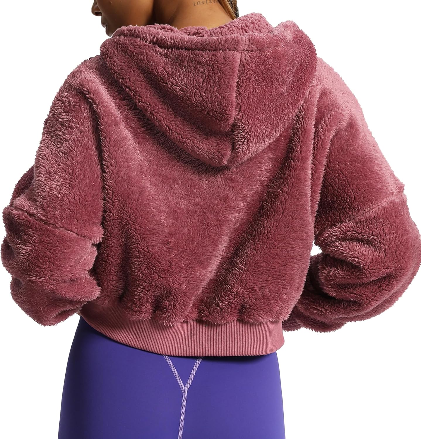 Aoxjox Womens Winter Hoodies Zipper Oversized Fuzzy Teddy Fleece Sweater SweatshirtPink