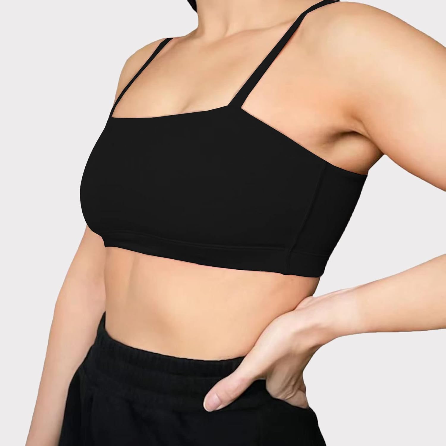 Aoxjox Womens Workout Bandeau Sports Bras Training Fitness Running Yoga Crop Tank Top1 Black
