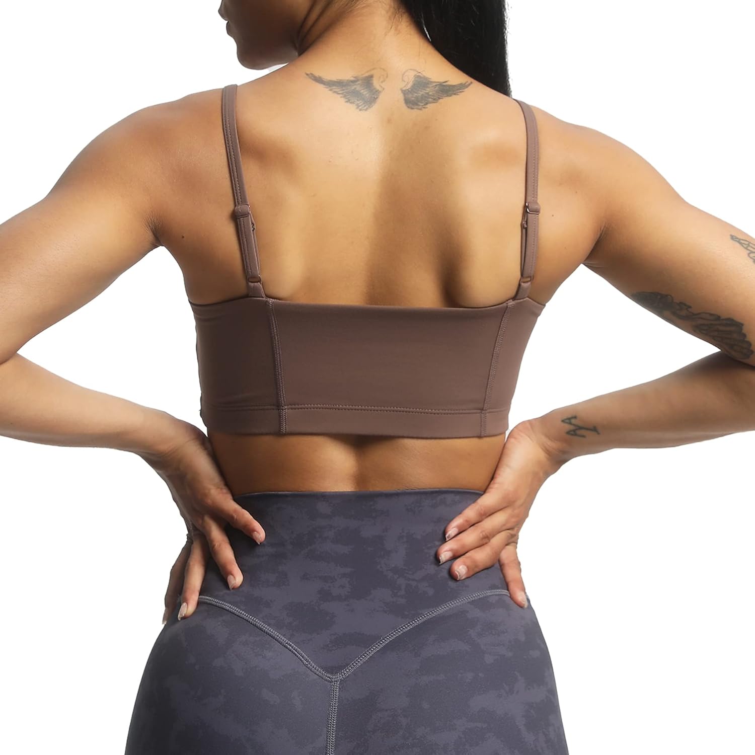 Aoxjox Womens Workout Bandeau Sports Bras Training Fitness Running Yoga Crop Tank Top1 Fudge Coffee