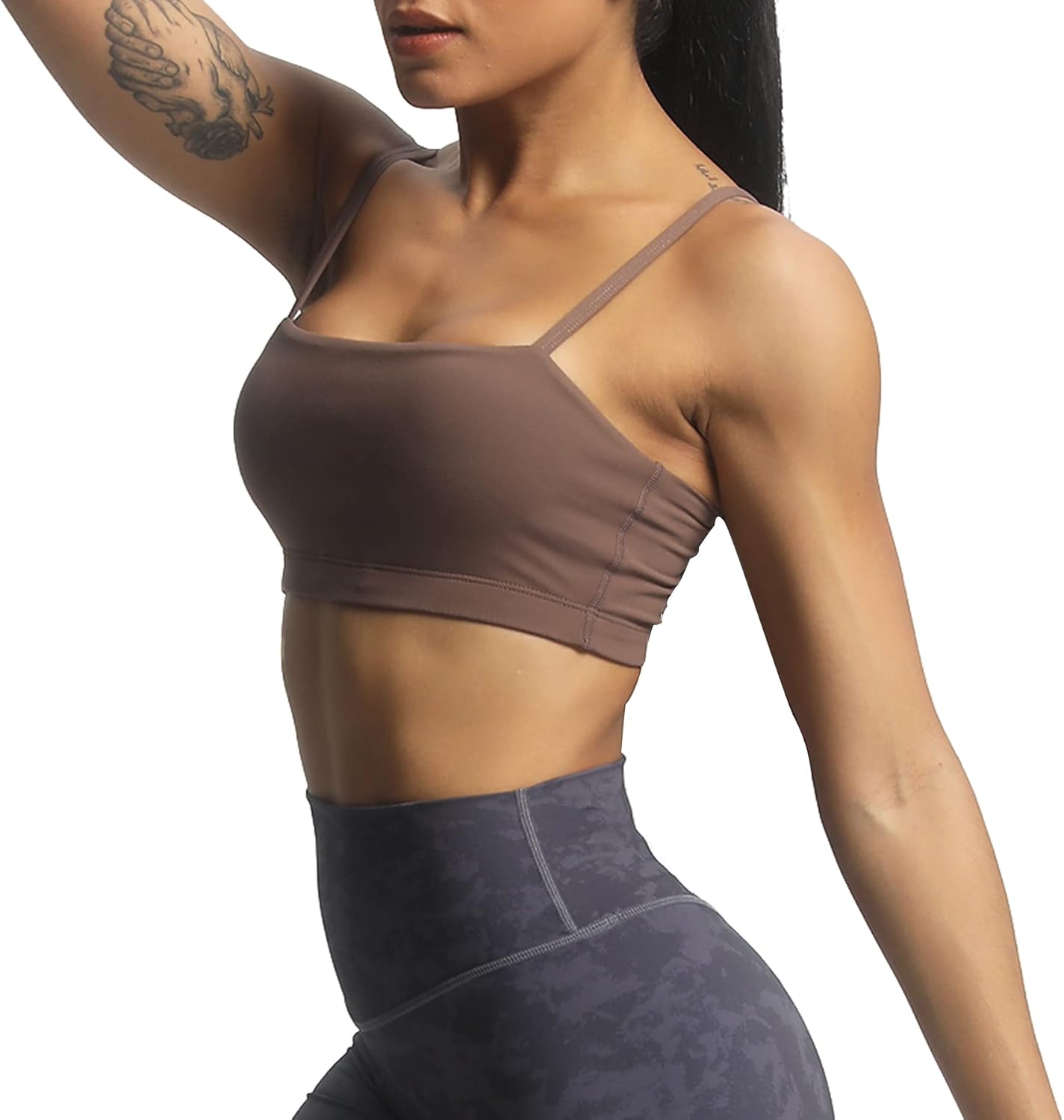 Aoxjox Womens Workout Bandeau Sports Bras Training Fitness Running Yoga Crop Tank Top1 Fudge Coffee