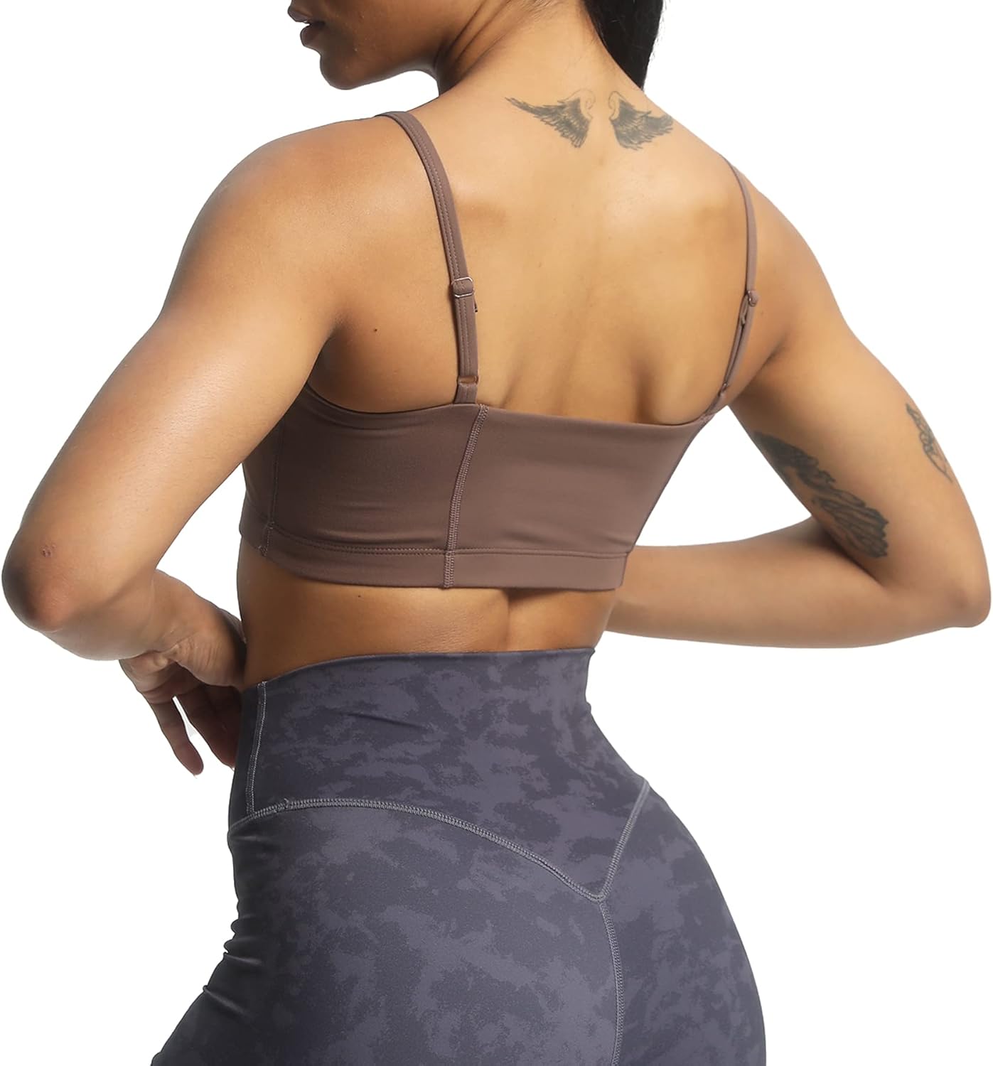 Aoxjox Womens Workout Bandeau Sports Bras Training Fitness Running Yoga Crop Tank Top1 Fudge Coffee