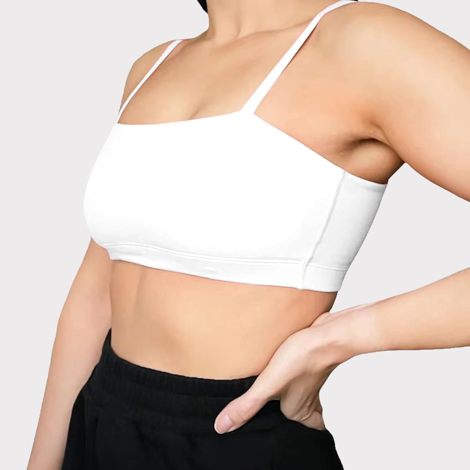 Aoxjox Womens Workout Bandeau Sports Bras Training Fitness Running Yoga Crop Tank Top1 White