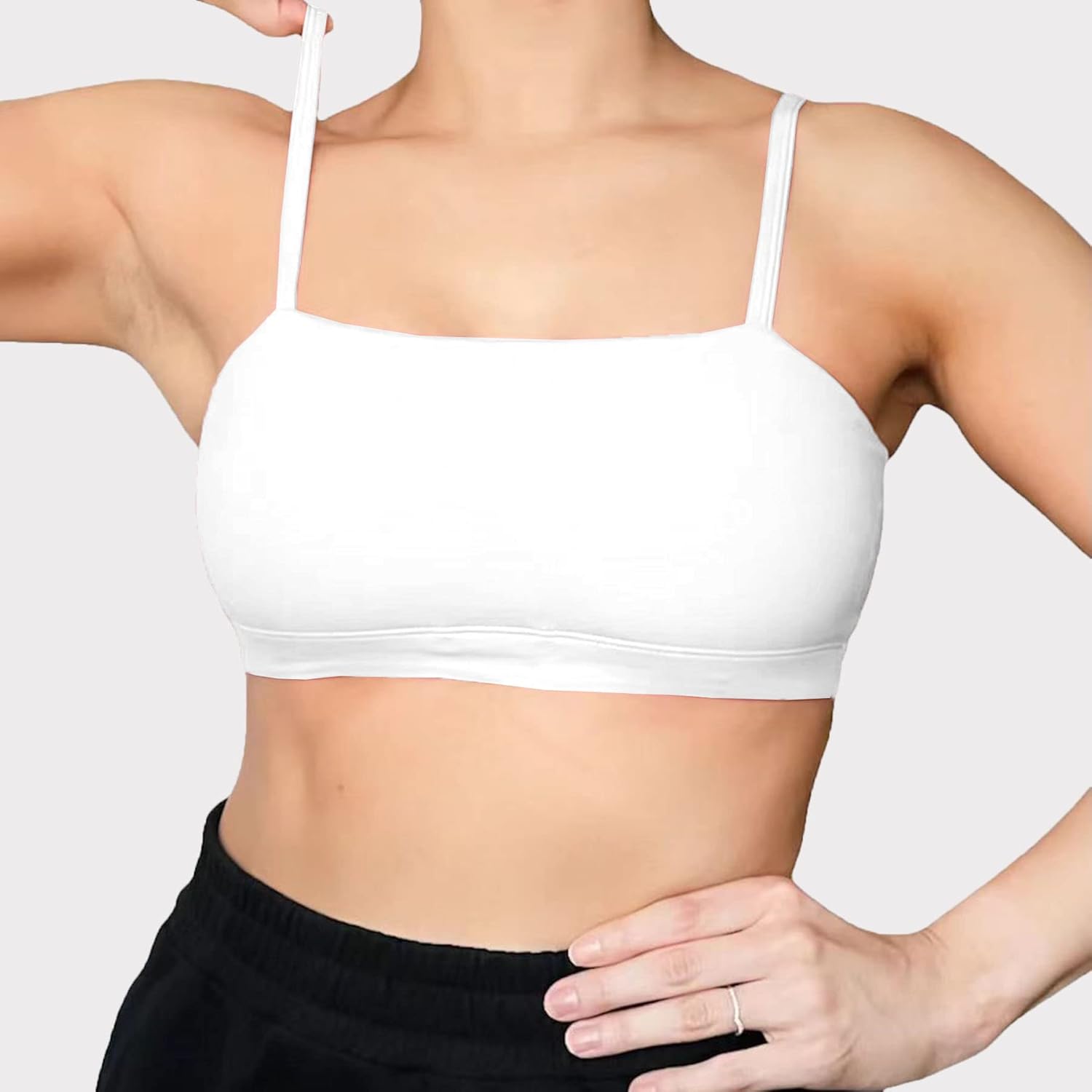 Aoxjox Womens Workout Bandeau Sports Bras Training Fitness Running Yoga Crop Tank Top1 White