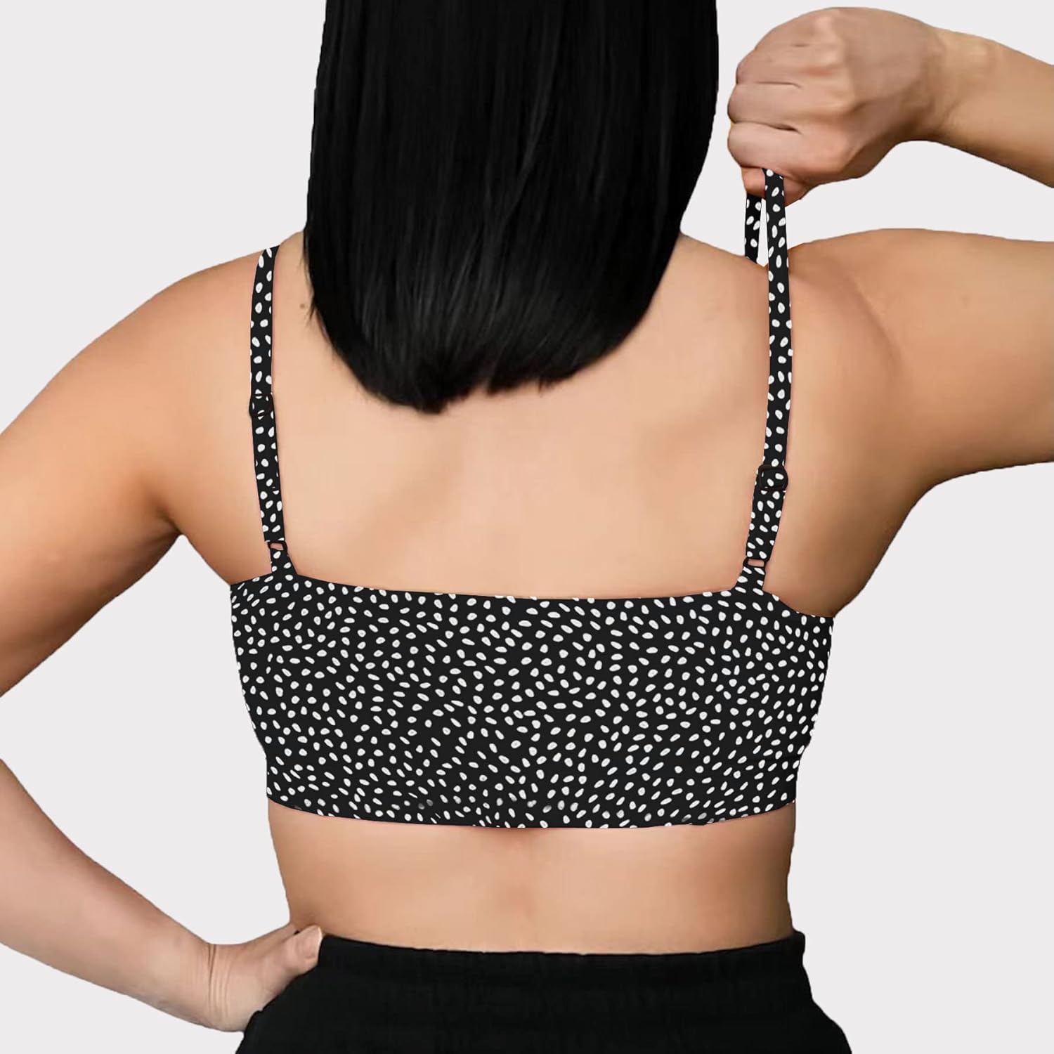 Aoxjox Womens Workout Bandeau Sports Bras Training Fitness Running Yoga Crop Tank Top2 Black Dot Print