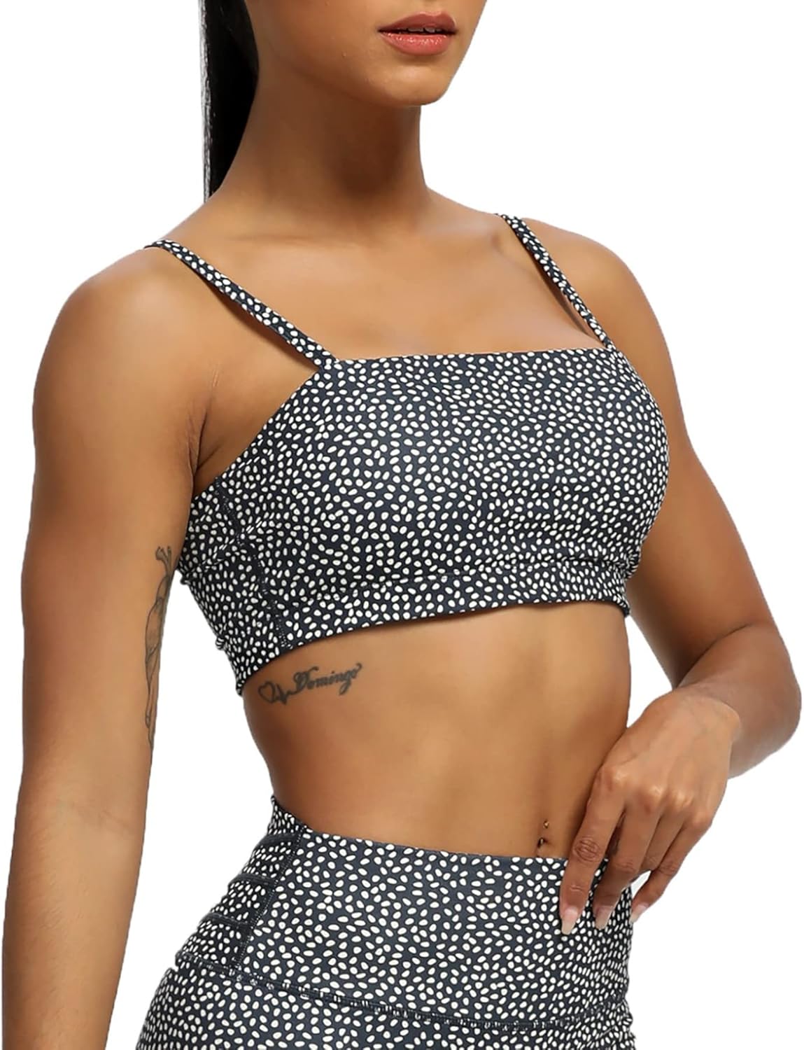 Aoxjox Womens Workout Bandeau Sports Bras Training Fitness Running Yoga Crop Tank Top2 Blueberry Dot Print