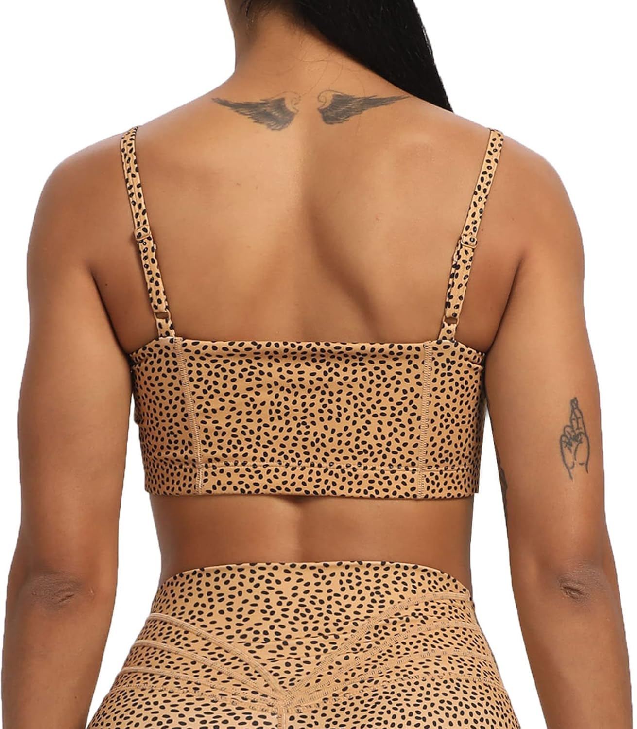 Aoxjox Womens Workout Bandeau Sports Bras Training Fitness Running Yoga Crop Tank Top2 Iced Coffee Dot Print