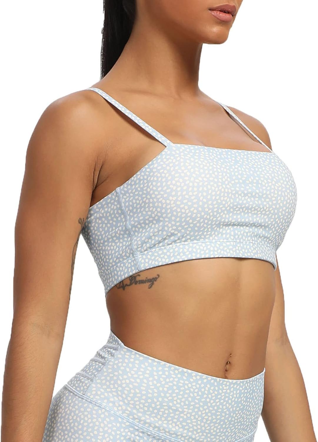 Aoxjox Womens Workout Bandeau Sports Bras Training Fitness Running Yoga Crop Tank Top2 Light Blue Dot Print