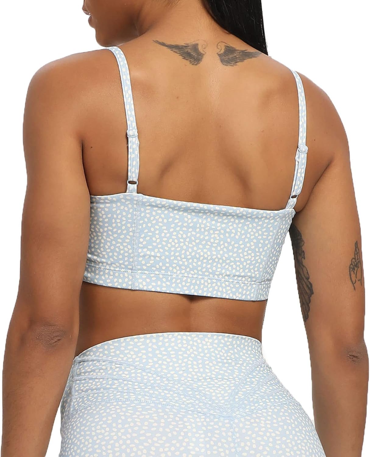 Aoxjox Womens Workout Bandeau Sports Bras Training Fitness Running Yoga Crop Tank Top2 Light Blue Dot Print