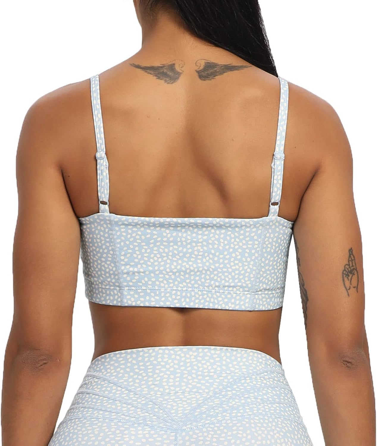 Aoxjox Womens Workout Bandeau Sports Bras Training Fitness Running Yoga Crop Tank Top2 Light Blue Dot Print