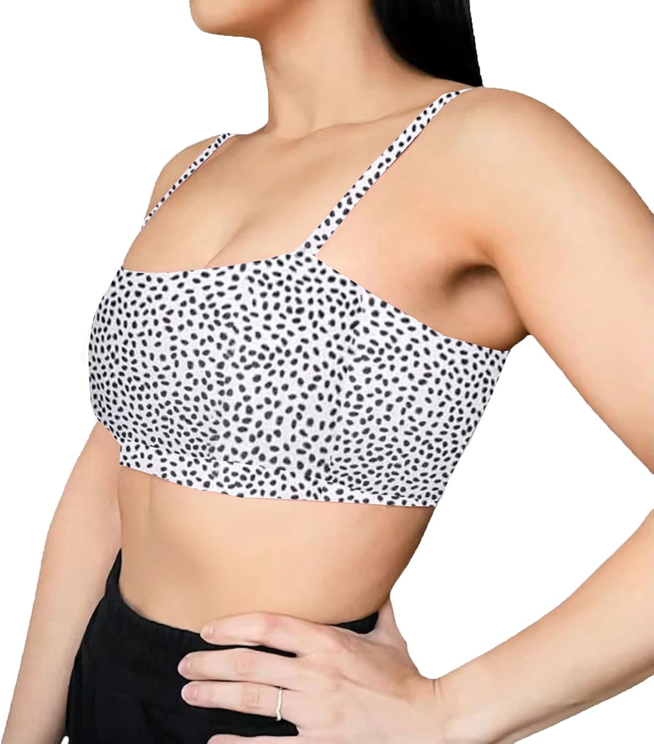 Aoxjox Womens Workout Bandeau Sports Bras Training Fitness Running Yoga Crop Tank Top2 White Dot Print