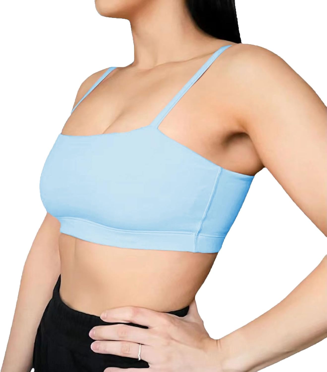Aoxjox Womens Workout Bandeau Sports Bras Training Fitness Running Yoga Crop Tank TopAiry Blue
