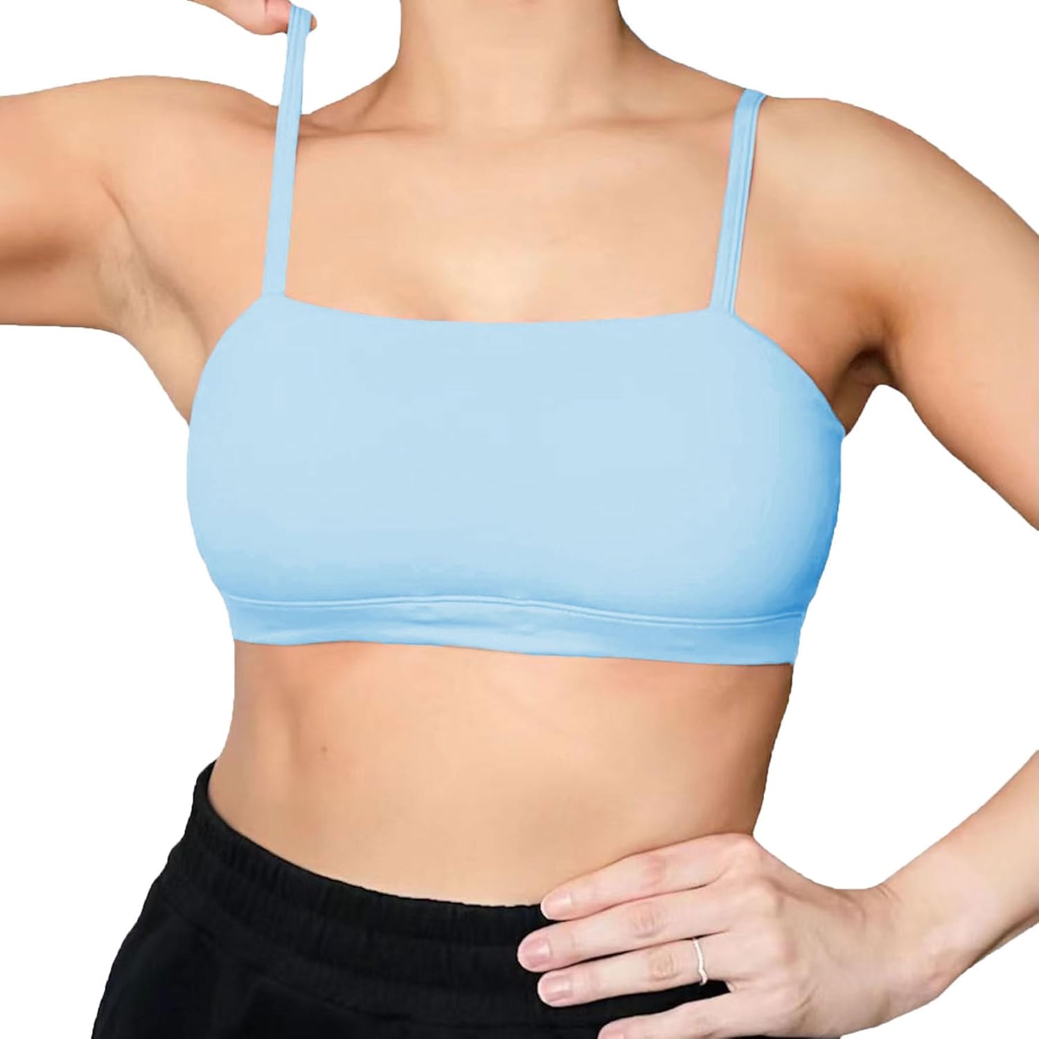 Aoxjox Womens Workout Bandeau Sports Bras Training Fitness Running Yoga Crop Tank TopAiry Blue