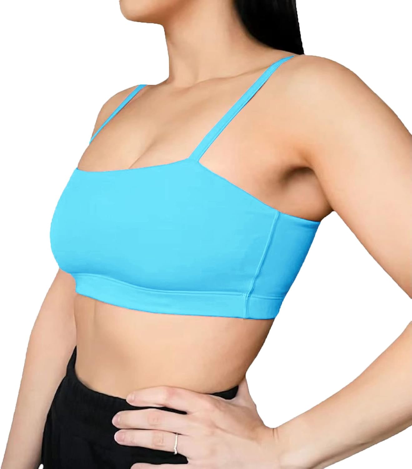 Aoxjox Womens Workout Bandeau Sports Bras Training Fitness Running Yoga Crop Tank TopAquarius Blue