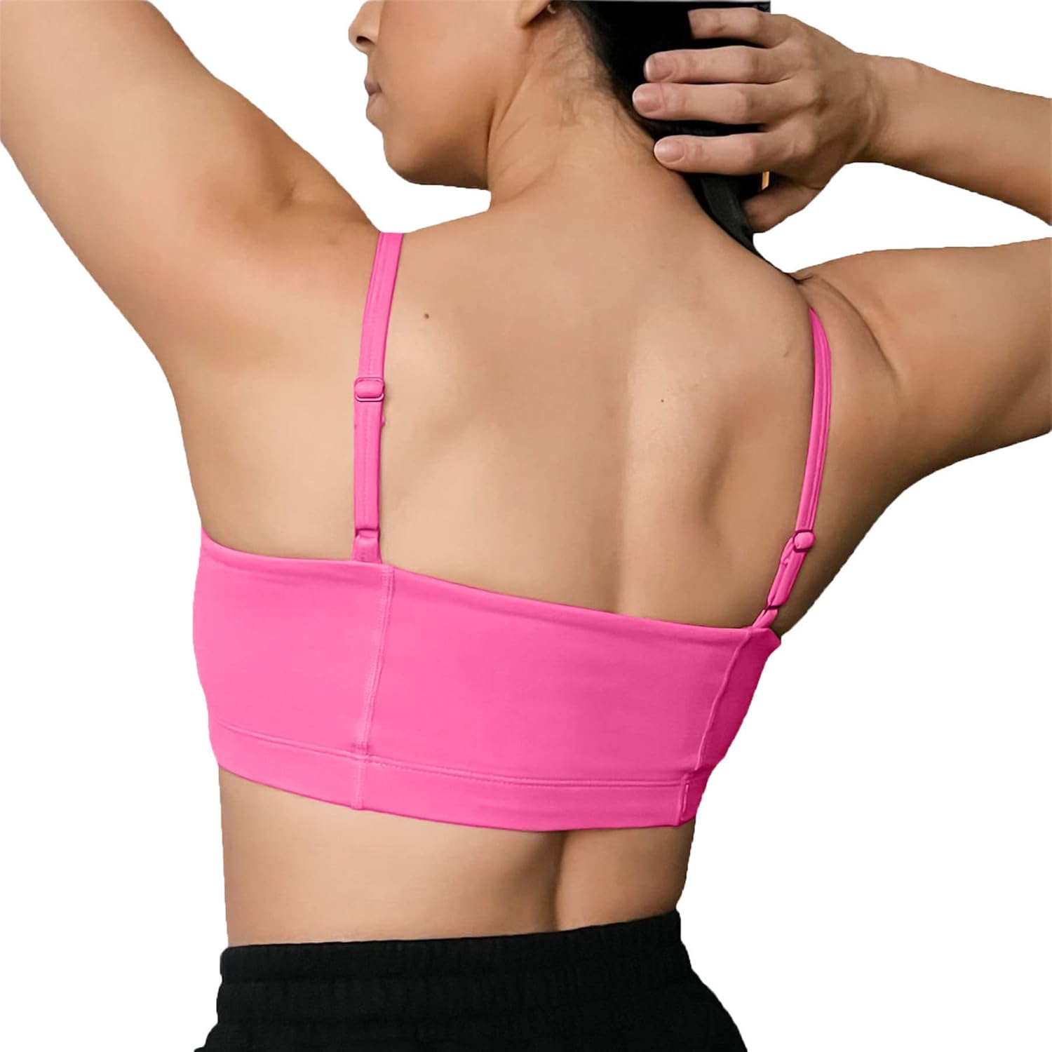 Aoxjox Womens Workout Bandeau Sports Bras Training Fitness Running Yoga Crop Tank TopAzalea Pink