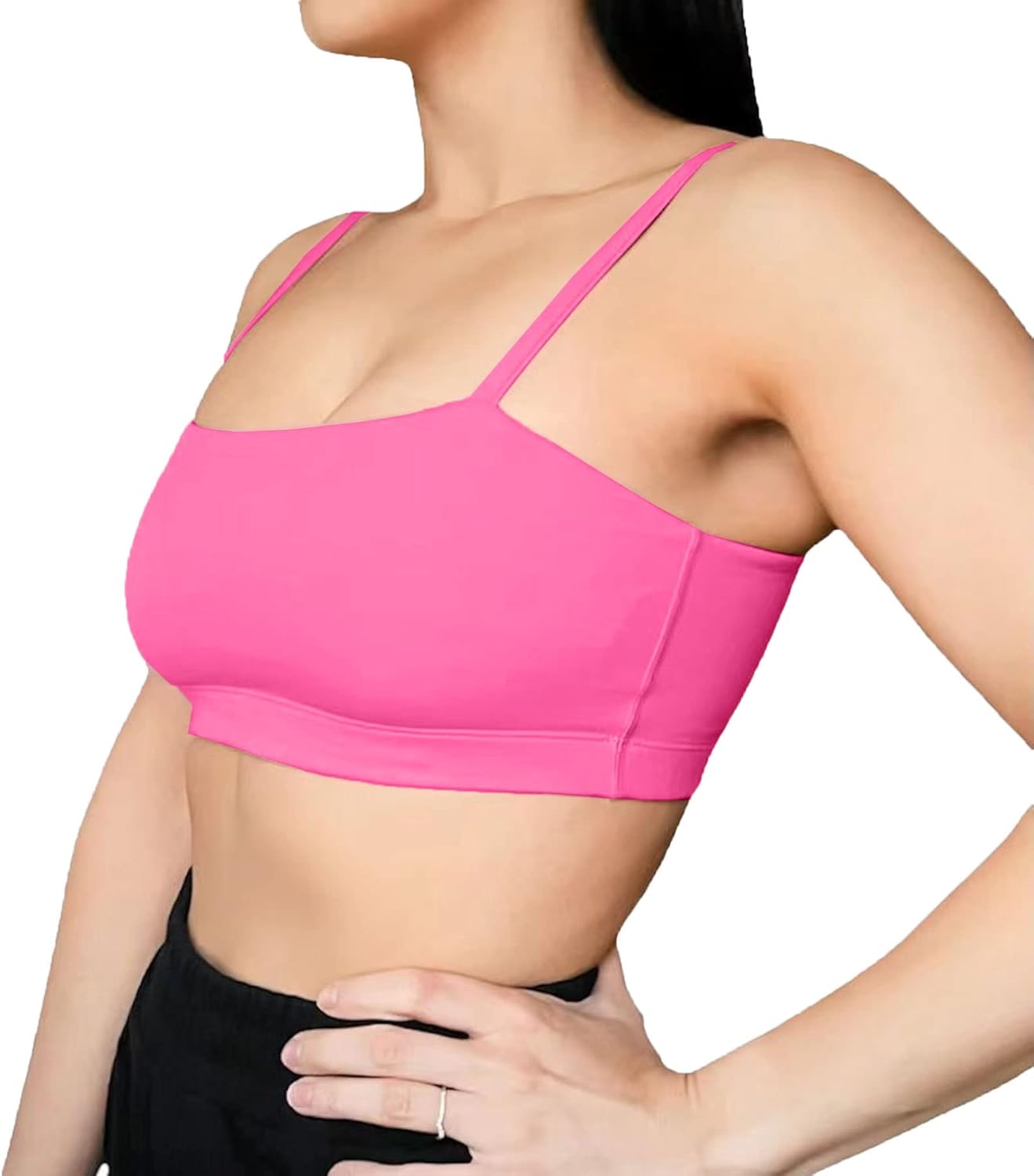 Aoxjox Womens Workout Bandeau Sports Bras Training Fitness Running Yoga Crop Tank TopAzalea Pink
