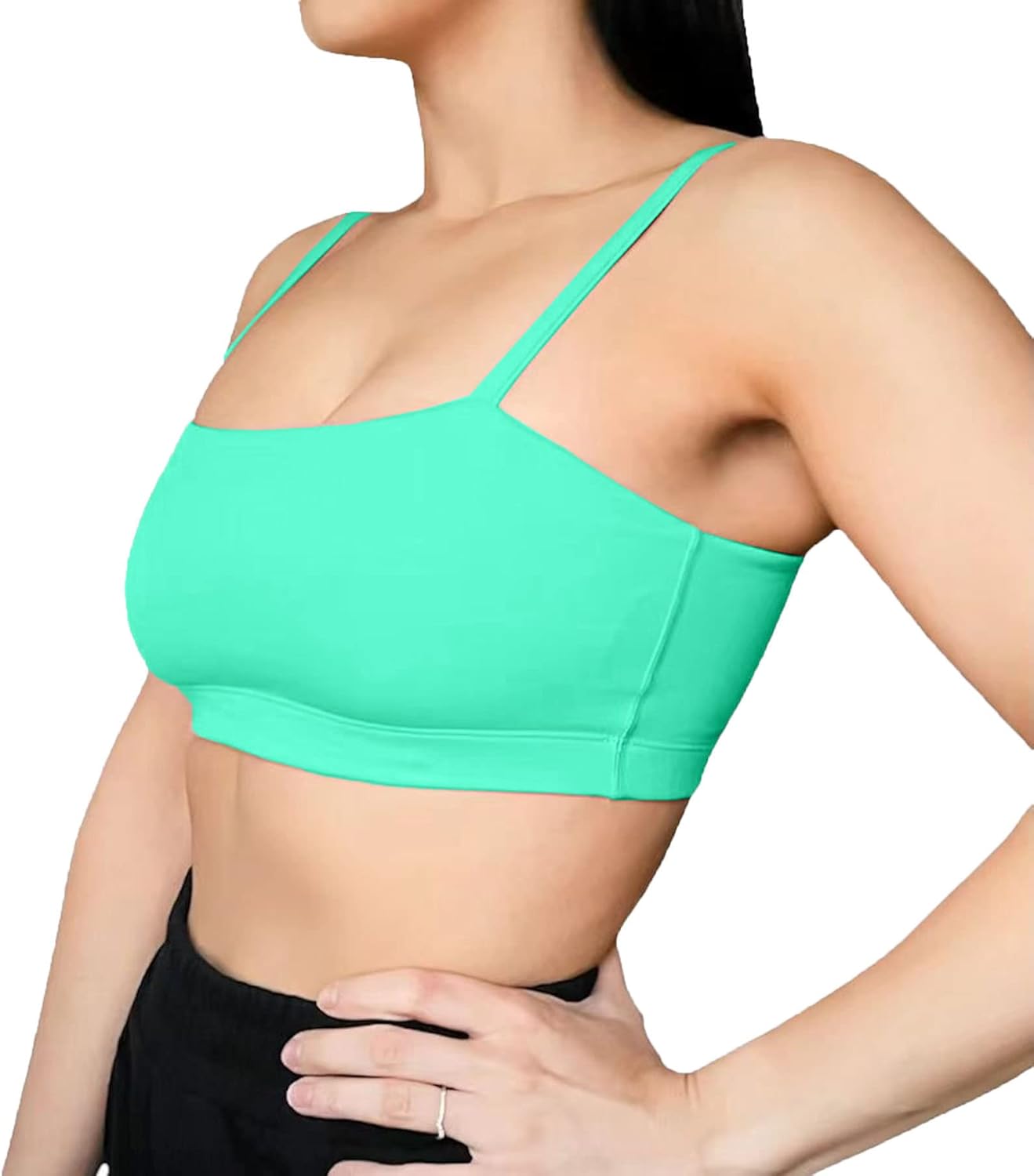 Aoxjox Womens Workout Bandeau Sports Bras Training Fitness Running Yoga Crop Tank TopBiscay Green