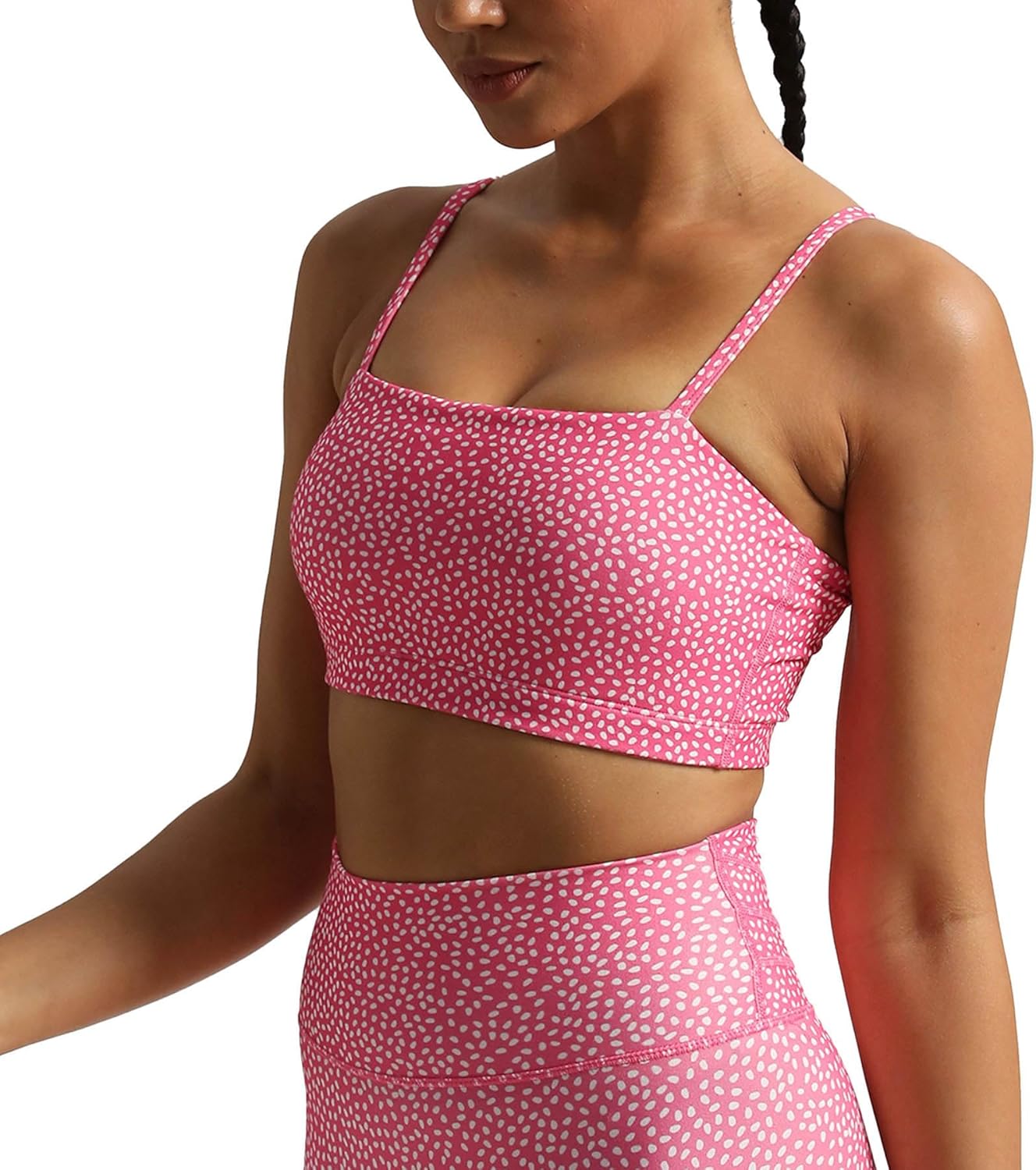 Aoxjox Womens Workout Bandeau Sports Bras Training Fitness Running Yoga Crop Tank TopCarmine Dot Print
