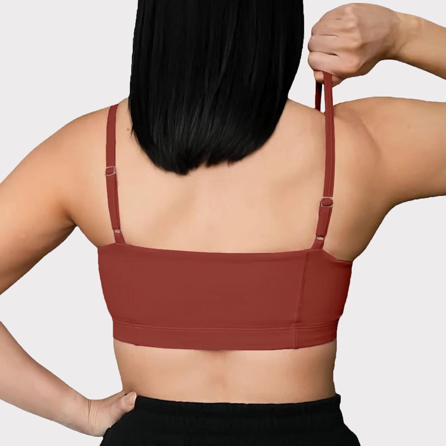 Aoxjox Womens Workout Bandeau Sports Bras Training Fitness Running Yoga Crop Tank TopCherry Mahogany