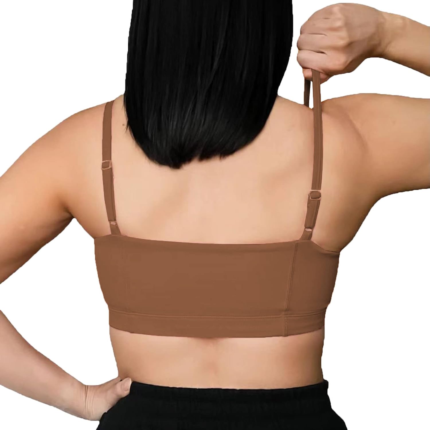 Aoxjox Womens Workout Bandeau Sports Bras Training Fitness Running Yoga Crop Tank TopDandelion Brown