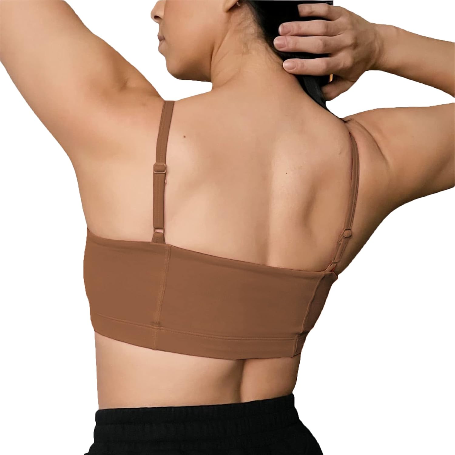 Aoxjox Womens Workout Bandeau Sports Bras Training Fitness Running Yoga Crop Tank TopDandelion Brown