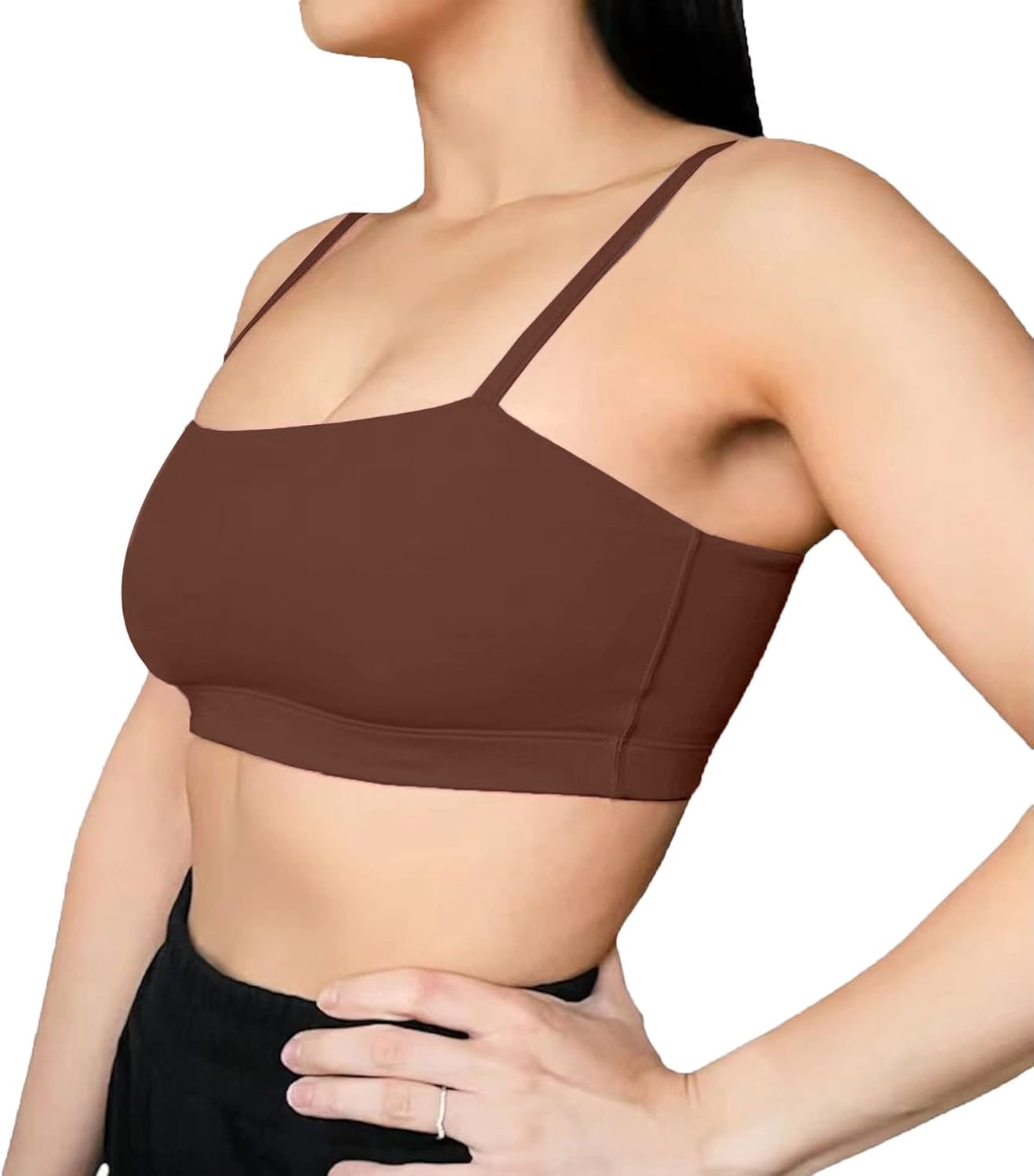 Aoxjox Womens Workout Bandeau Sports Bras Training Fitness Running Yoga Crop Tank TopDark Brown