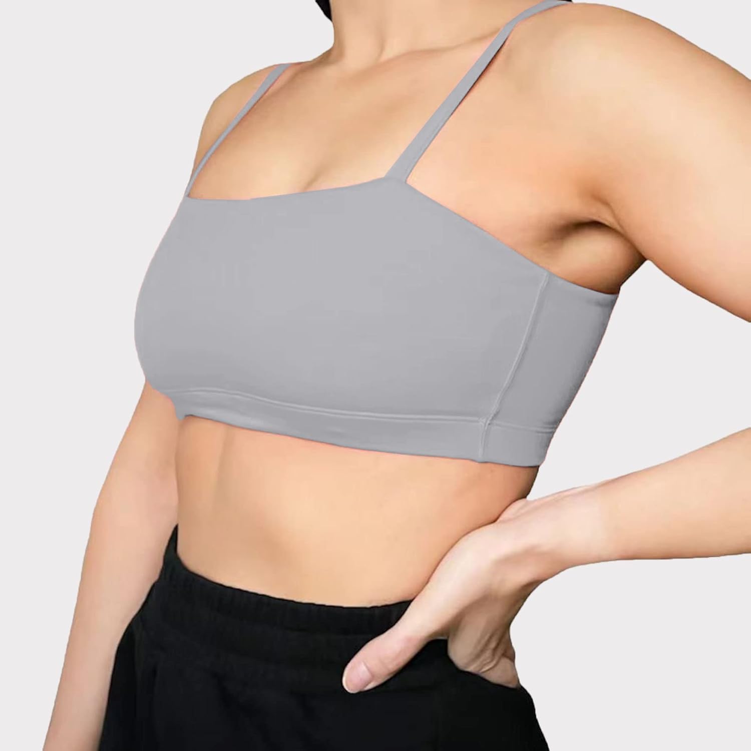 Aoxjox Womens Workout Bandeau Sports Bras Training Fitness Running Yoga Crop Tank TopGrey