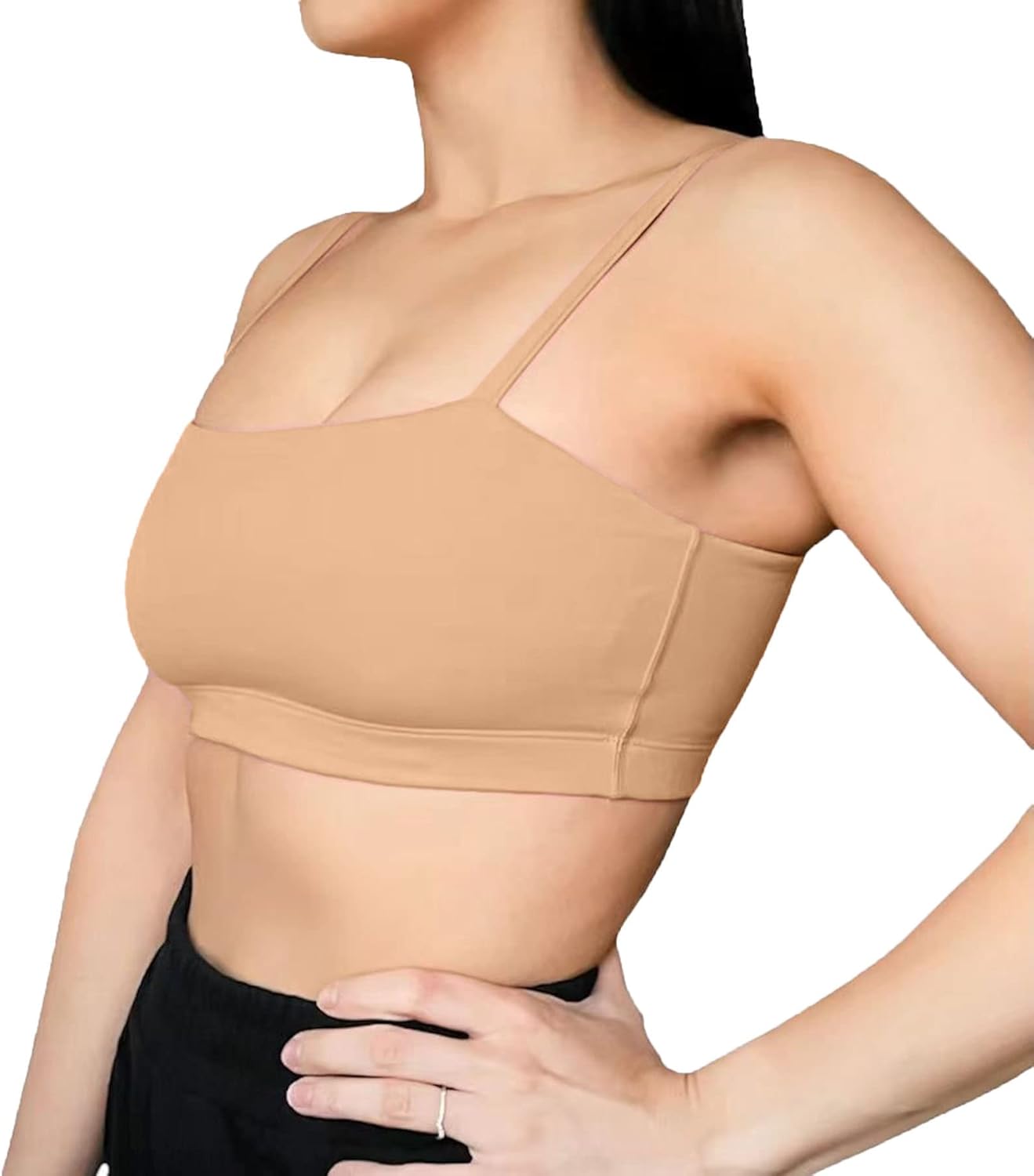 Aoxjox Womens Workout Bandeau Sports Bras Training Fitness Running Yoga Crop Tank TopLight Brown