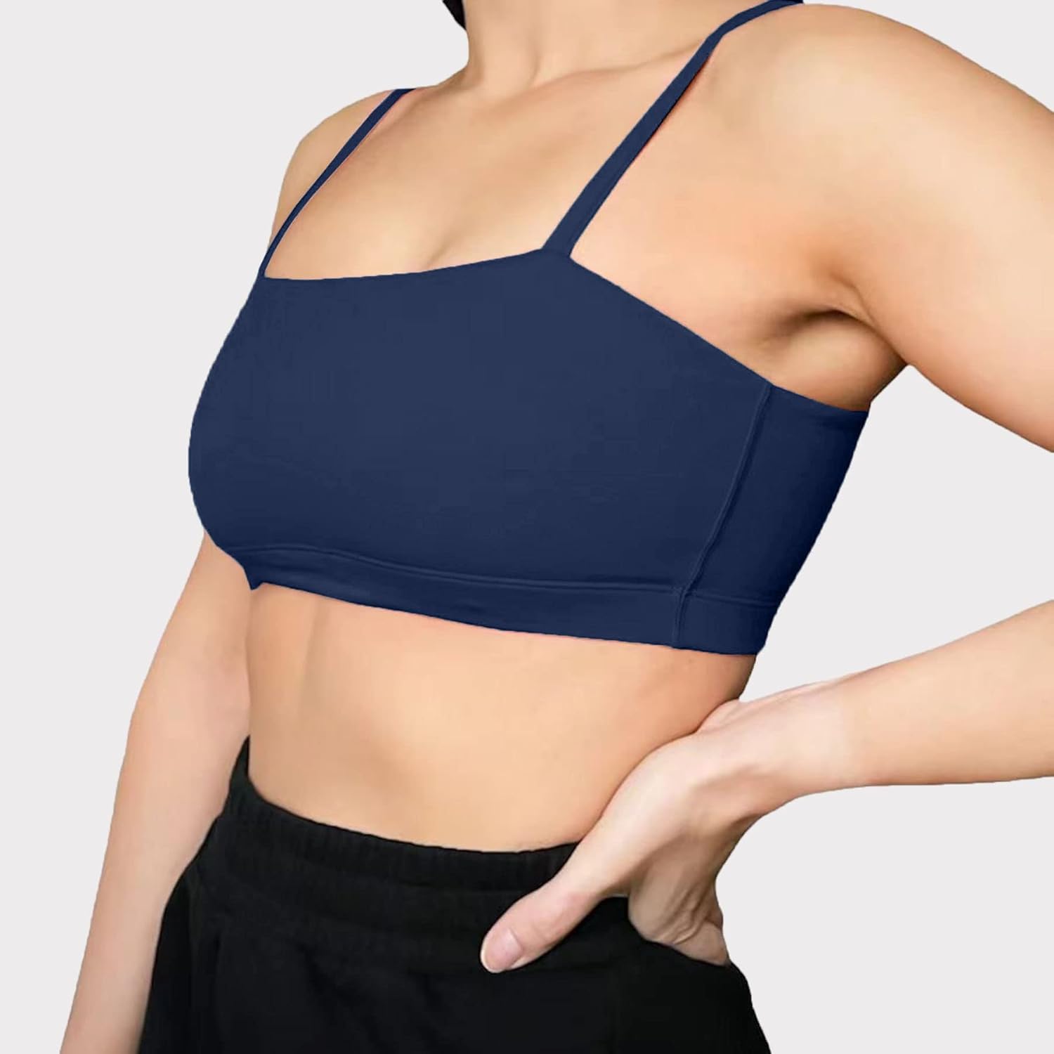 Aoxjox Womens Workout Bandeau Sports Bras Training Fitness Running Yoga Crop Tank TopNavy