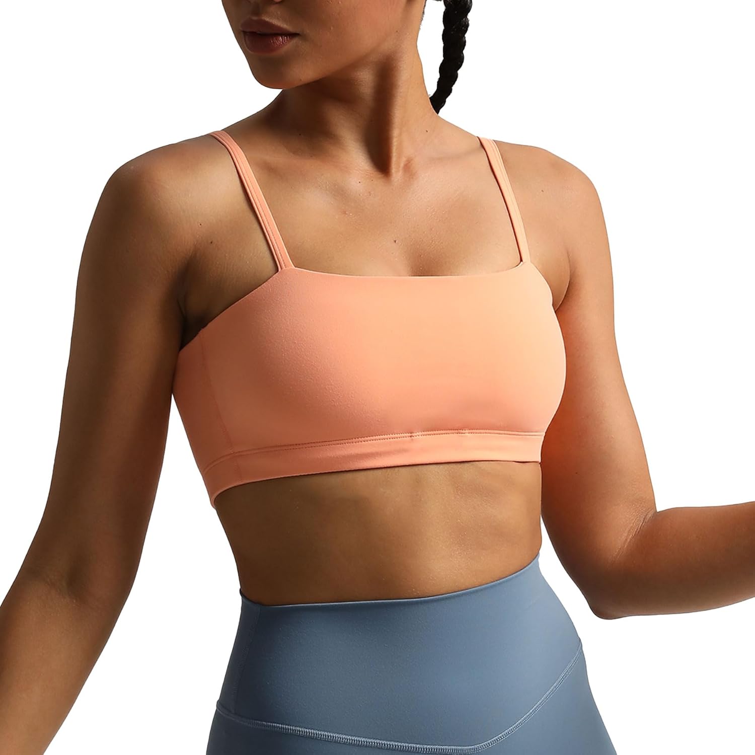 Aoxjox Womens Workout Bandeau Sports Bras Training Fitness Running Yoga Crop Tank TopPapaya