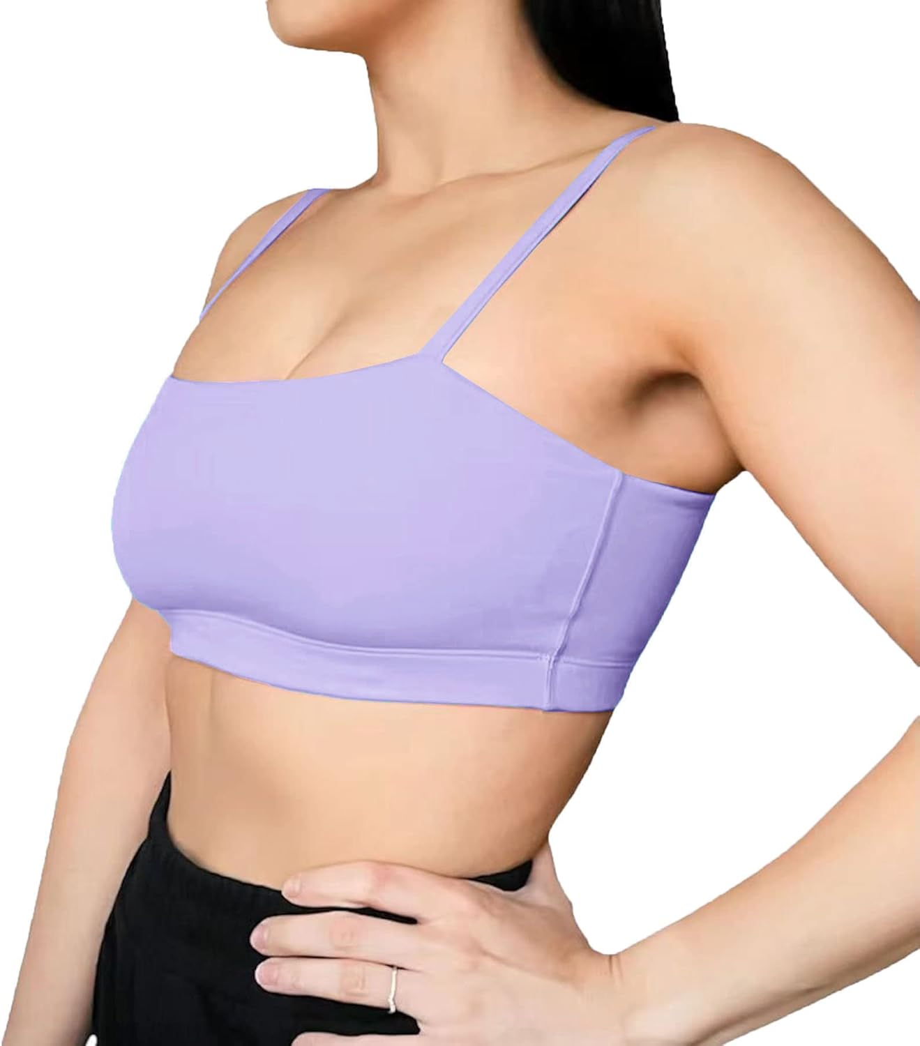 Aoxjox Womens Workout Bandeau Sports Bras Training Fitness Running Yoga Crop Tank TopPurple Heather