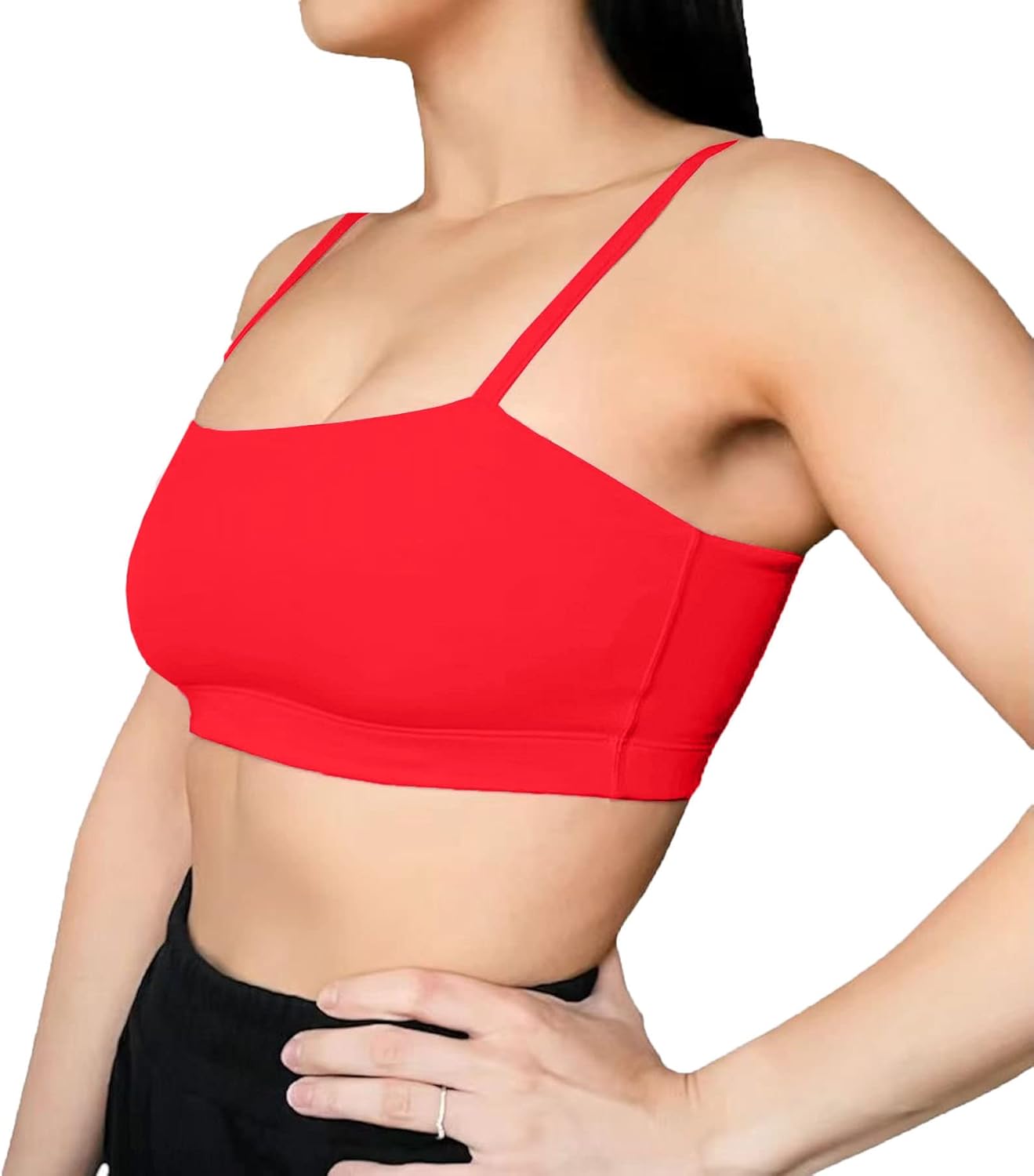 Aoxjox Womens Workout Bandeau Sports Bras Training Fitness Running Yoga Crop Tank TopRacing Red
