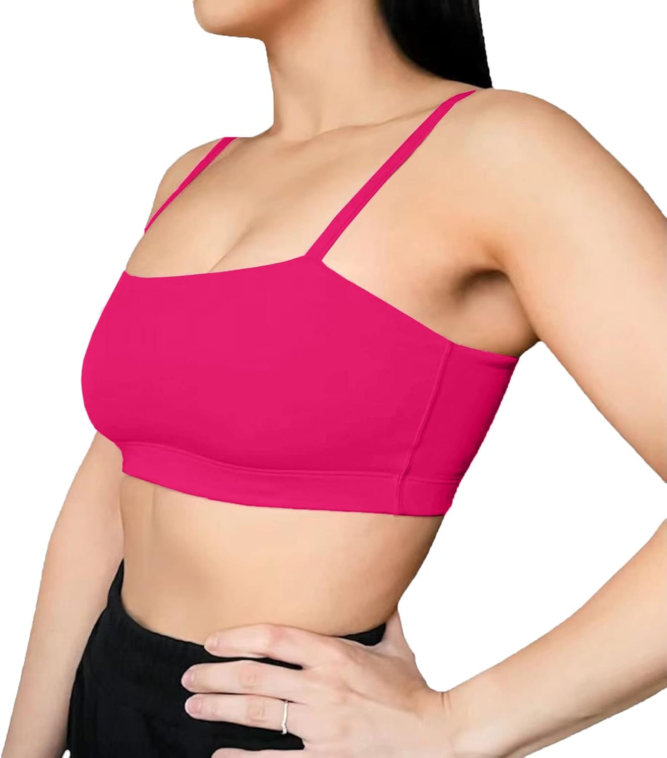 Aoxjox Womens Workout Bandeau Sports Bras Training Fitness Running Yoga Crop Tank TopRose Red
