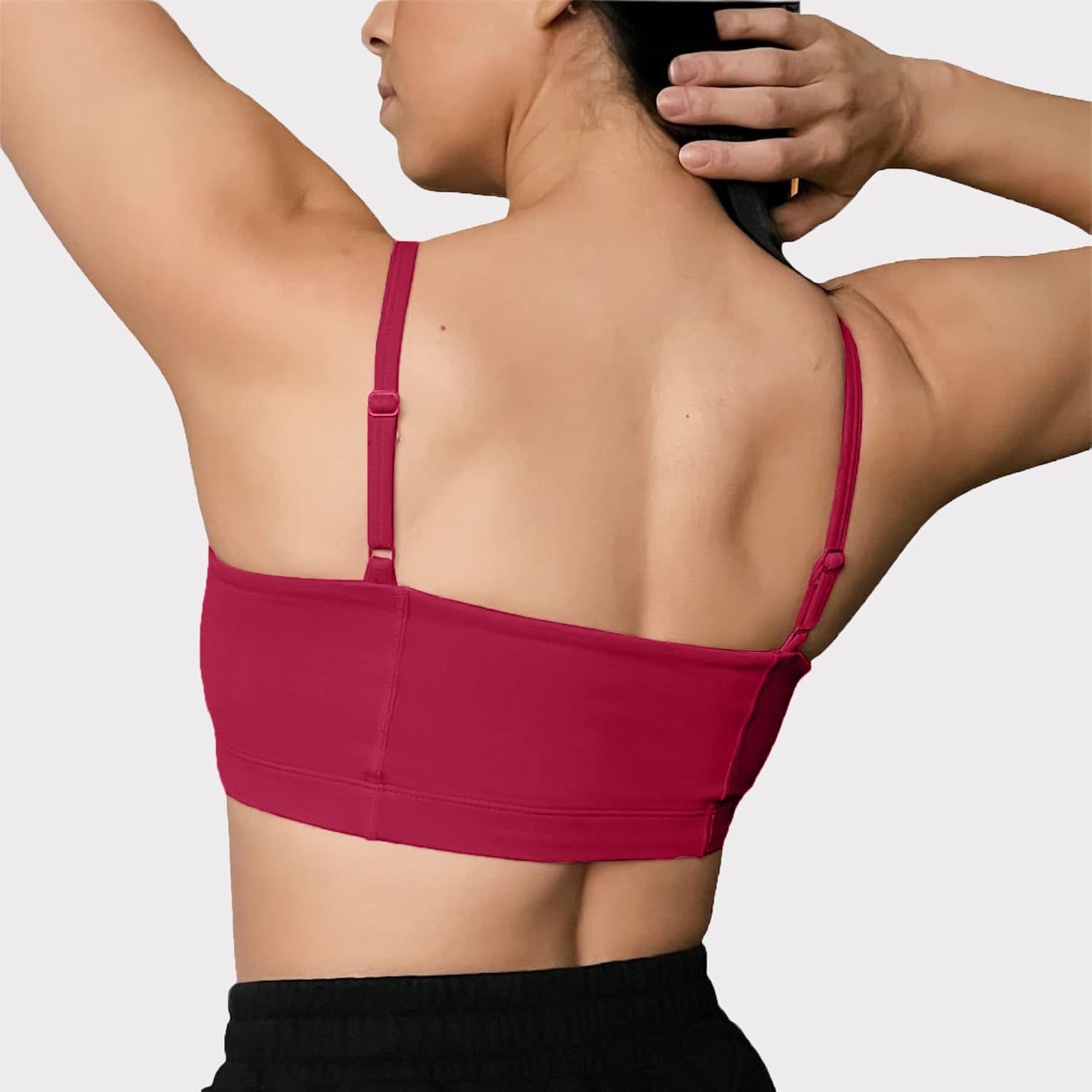 Aoxjox Womens Workout Bandeau Sports Bras Training Fitness Running Yoga Crop Tank TopRumba Red
