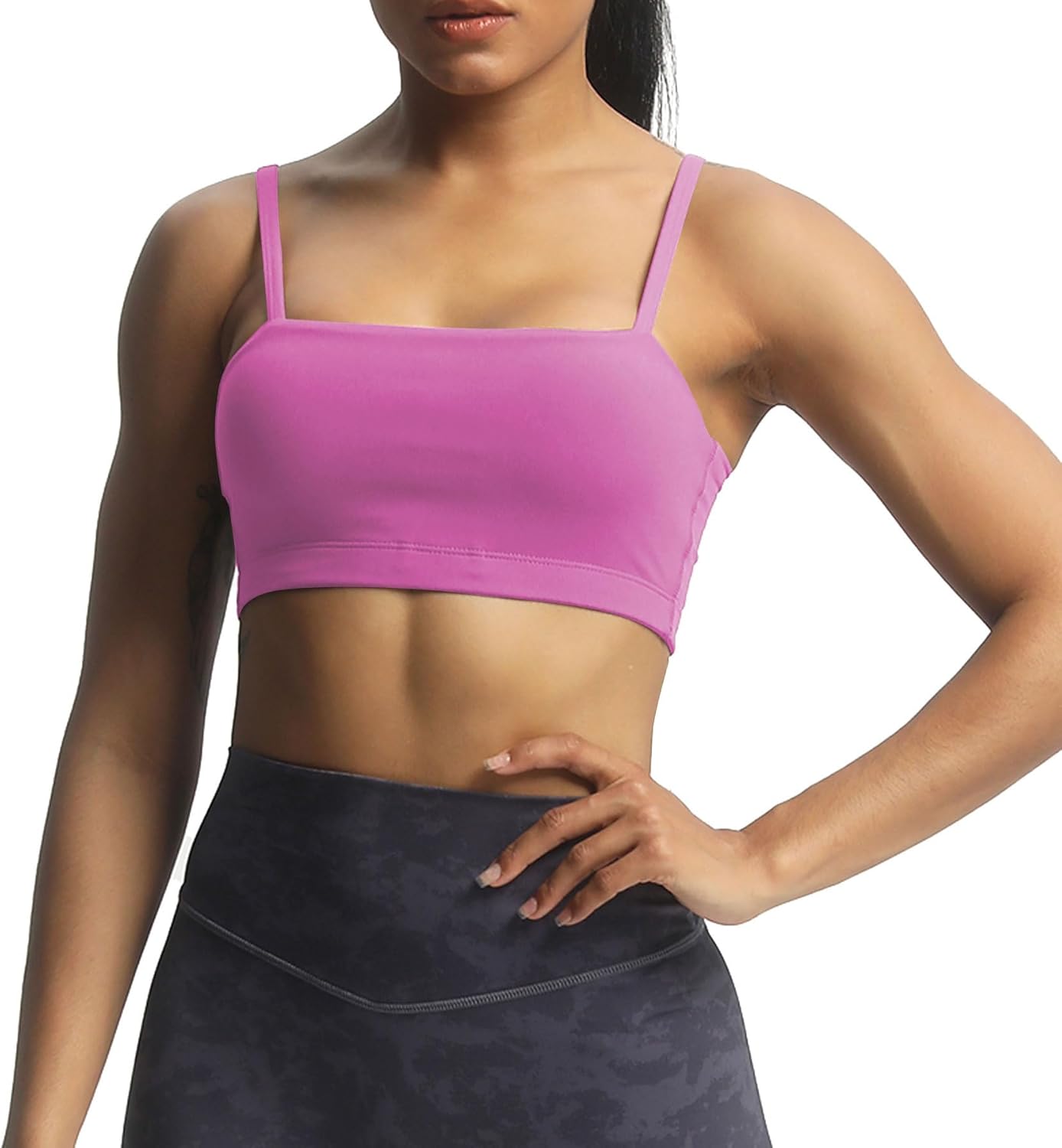 Aoxjox Womens Workout Bandeau Sports Bras Training Fitness Running Yoga Crop Tank TopSpring Crocus
